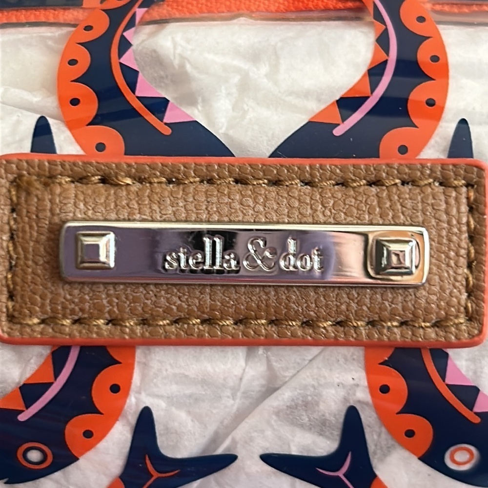 Navy Blue and Orange Stella and Dot makeup bag - Picture 2 of 3